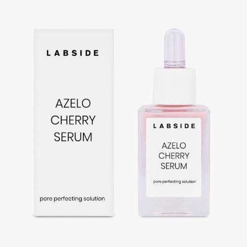 Etykieta informacyjna i tył opakowania kwasowego serum Azelo Cherry Labside