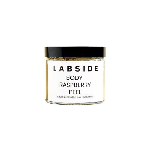 Szklany  słoiczek z owocowym peelingiem do ciała Body Raspberry Peel marki Labside