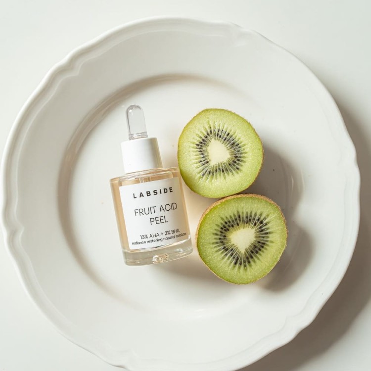 Peeling z kwasami owocowymi Fruit Acid Peel Labside w aranżacji z plasterkami kiwi